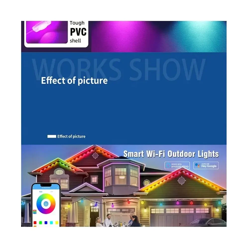 POOFZY Permanent Outdoor Lights for House,100ft RGB+IC Smart Outdoor Decor,